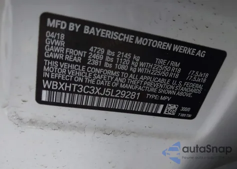 2018 BMW X1 xDrive28I z USA, uszkodzony, nr VIN WBXHT3C3XJ5L29281